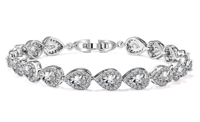 Custom hand jewelry white zircon charm bracelet for women wholesale